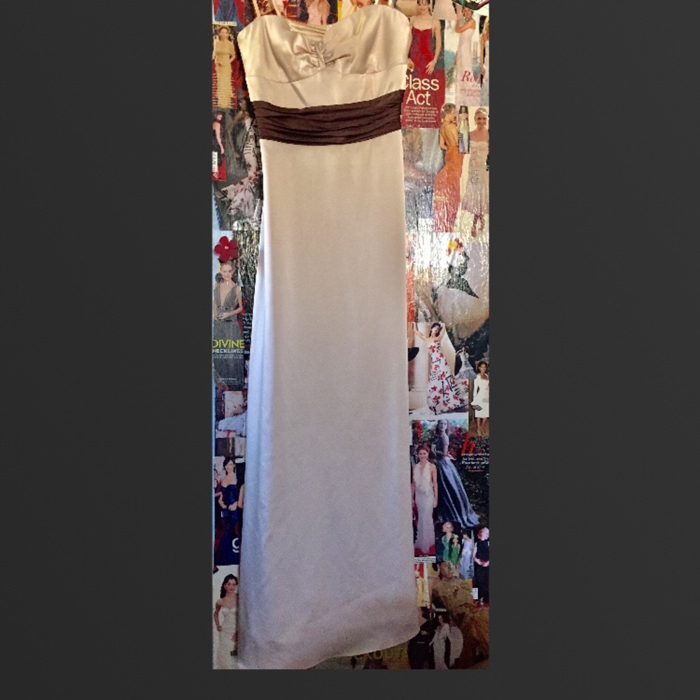 BCBG Max Azria gown black tie dress cream satin 4